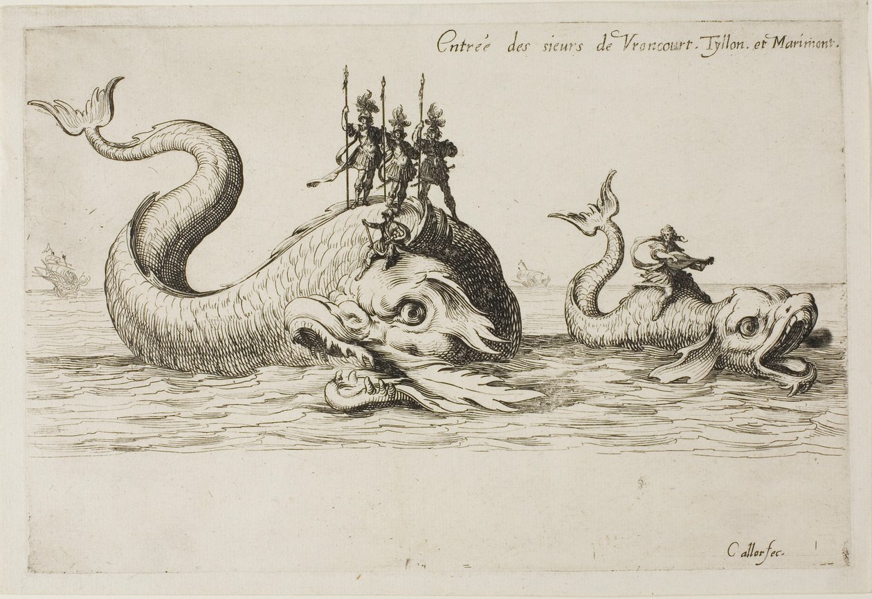 Eintritt von Mm. de Vroncourt, Tyllon und Marimont, aus Der Kampf an der Barriere von Jacques Callot