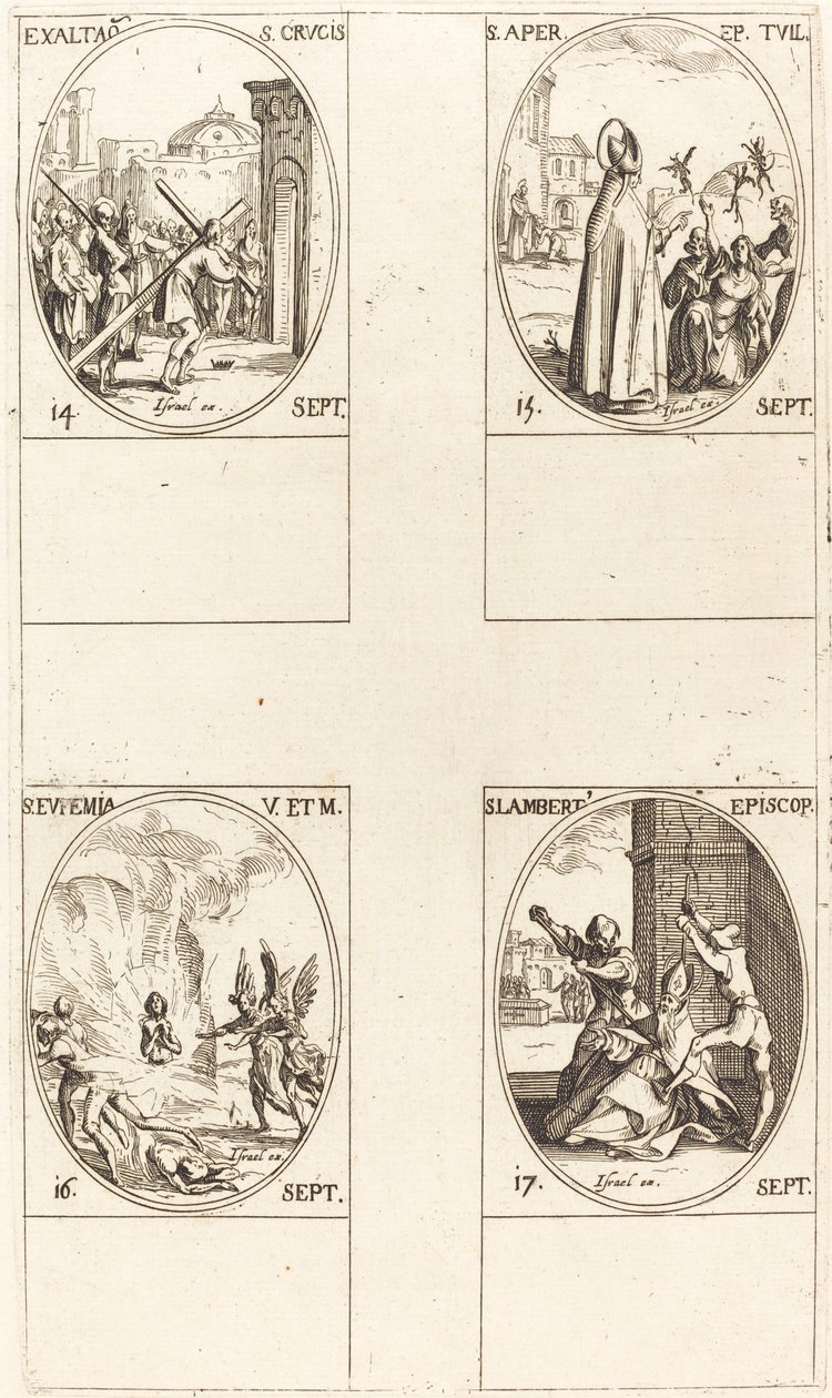 Erhöhung des Heiligen Kreuzes; St. Aper; St. Euphemia; St. Lambert von Jacques Callot