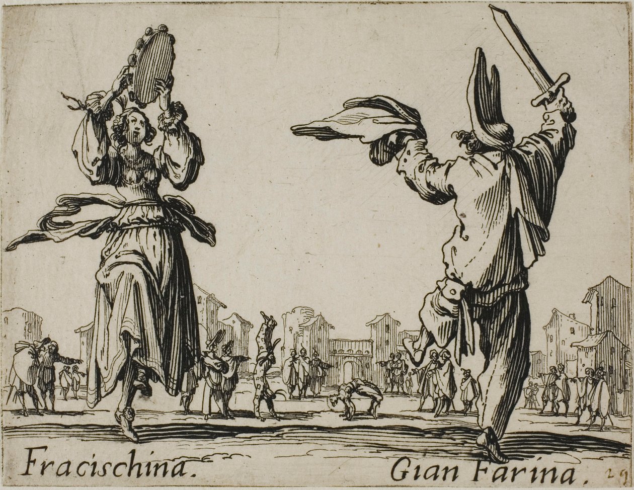 Fracischina - Gian Farina, Platte 17 aus Balli di Sfessania von Jacques Callot