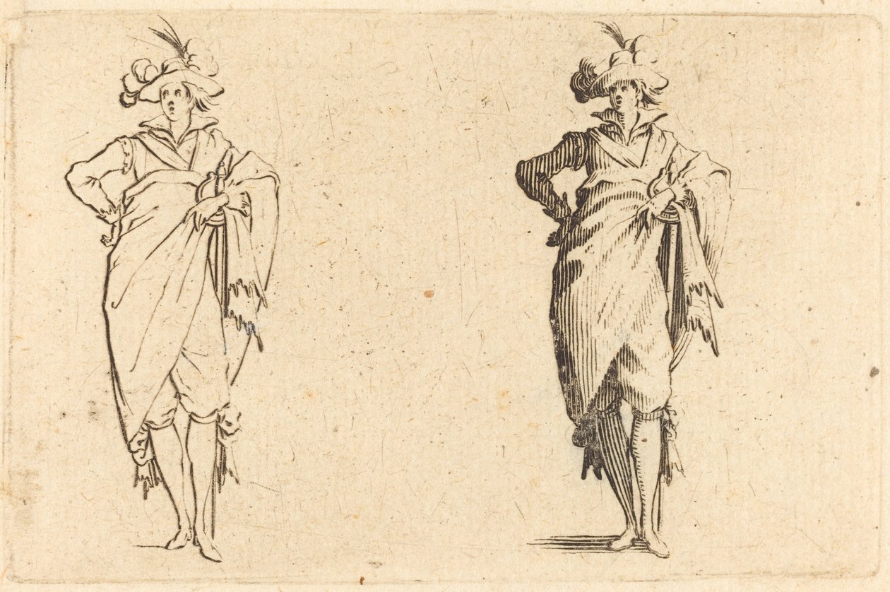 Herr von vorne gesehen mit Hand an der Hüfte von Jacques Callot