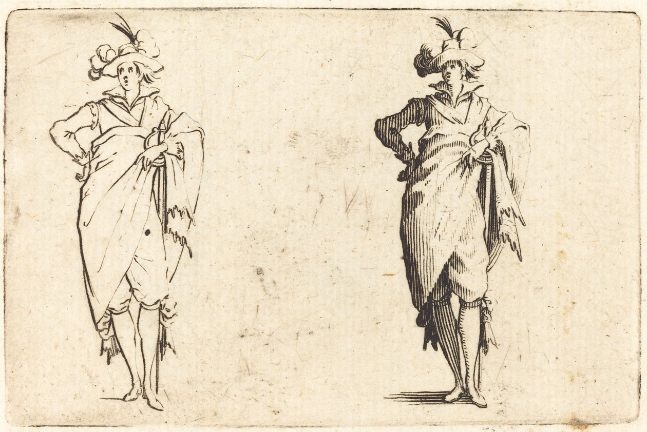 Herr von vorne gesehen mit Hand an der Hüfte von Jacques Callot