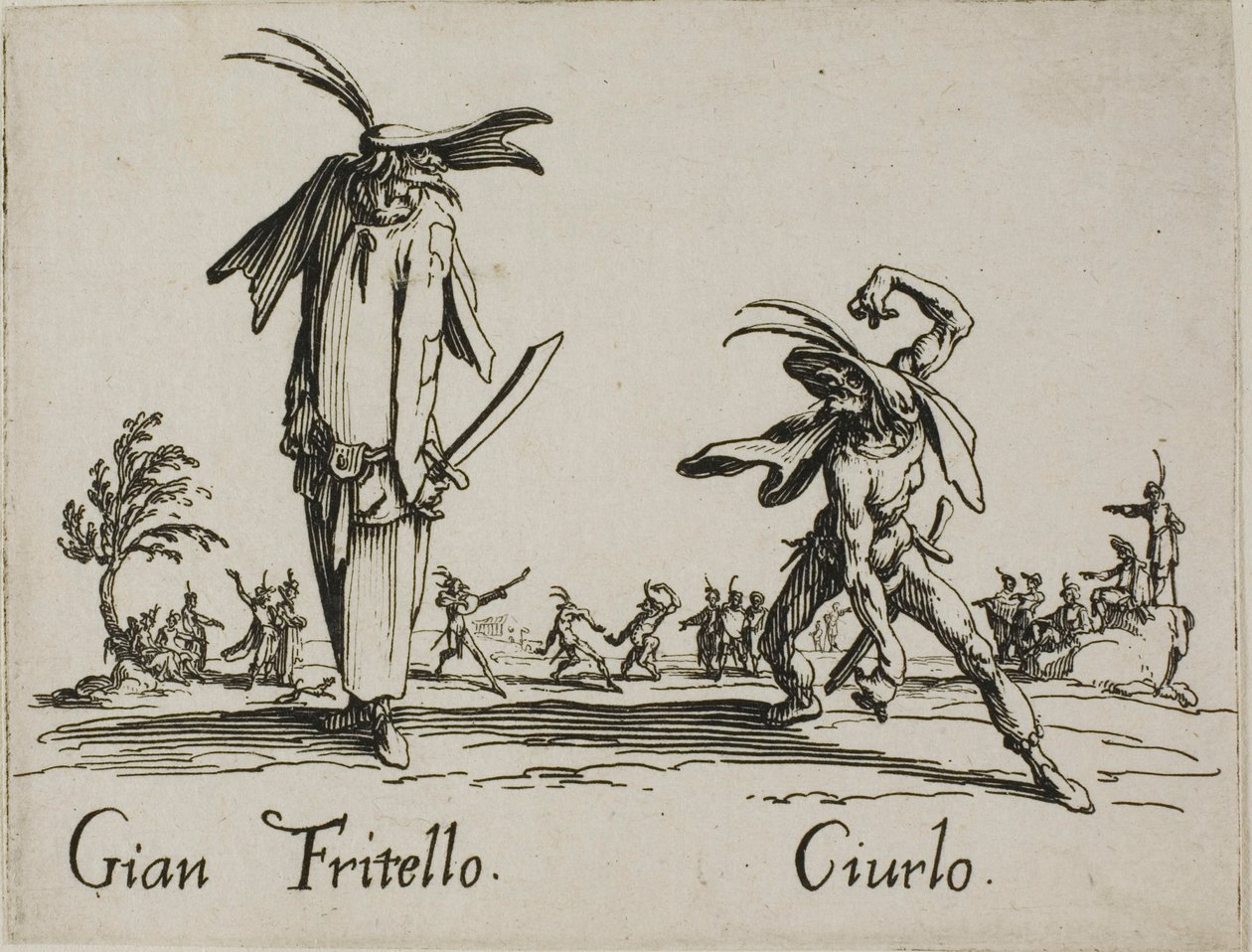 Gian Fritello - Ciurlo, Platte 7 aus Balli di Sfessania von Jacques Callot