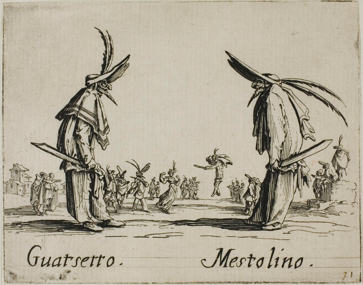 Guatsetto - Mestolino, Platte 5 aus Balli di Sfessania von Jacques Callot