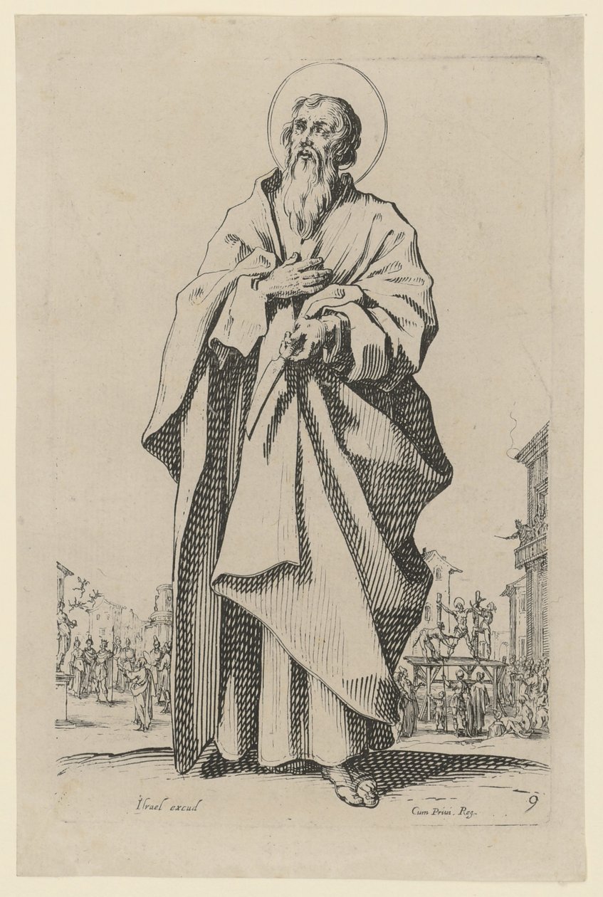 Heiliger Bartholomäus, Blatt 12 der Folge „Jesus, die zwölf Apostel und Maria“ von Jacques Callot