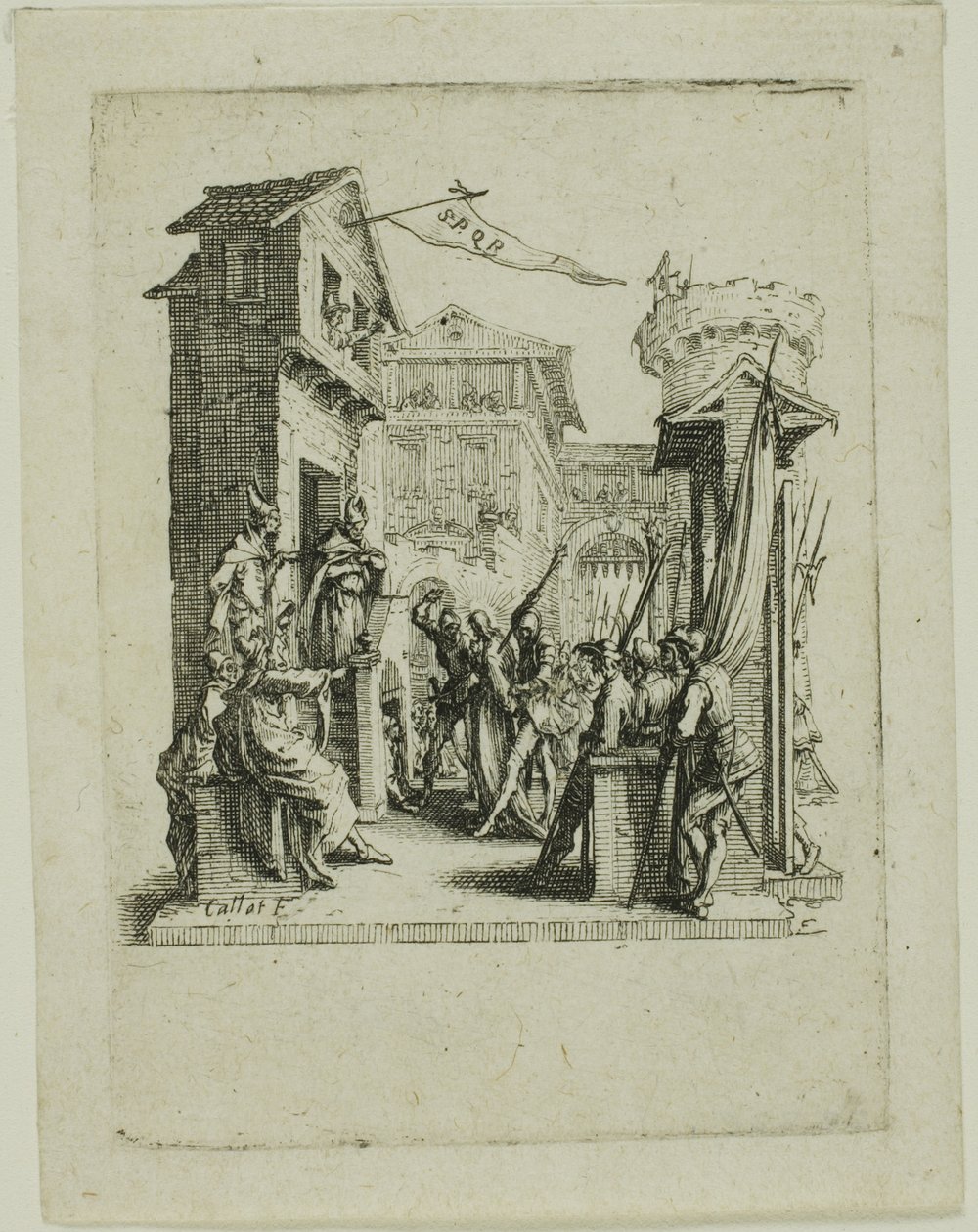 Jesus vor Kaiphas, aus Die Kleine Passion von Jacques Callot