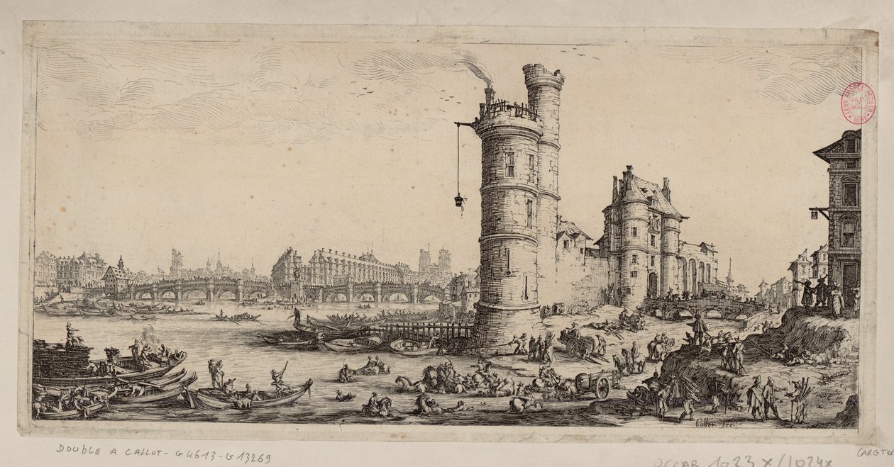 Der Turm von Nesle und Blick auf die Pont-Neuf von Jacques Callot