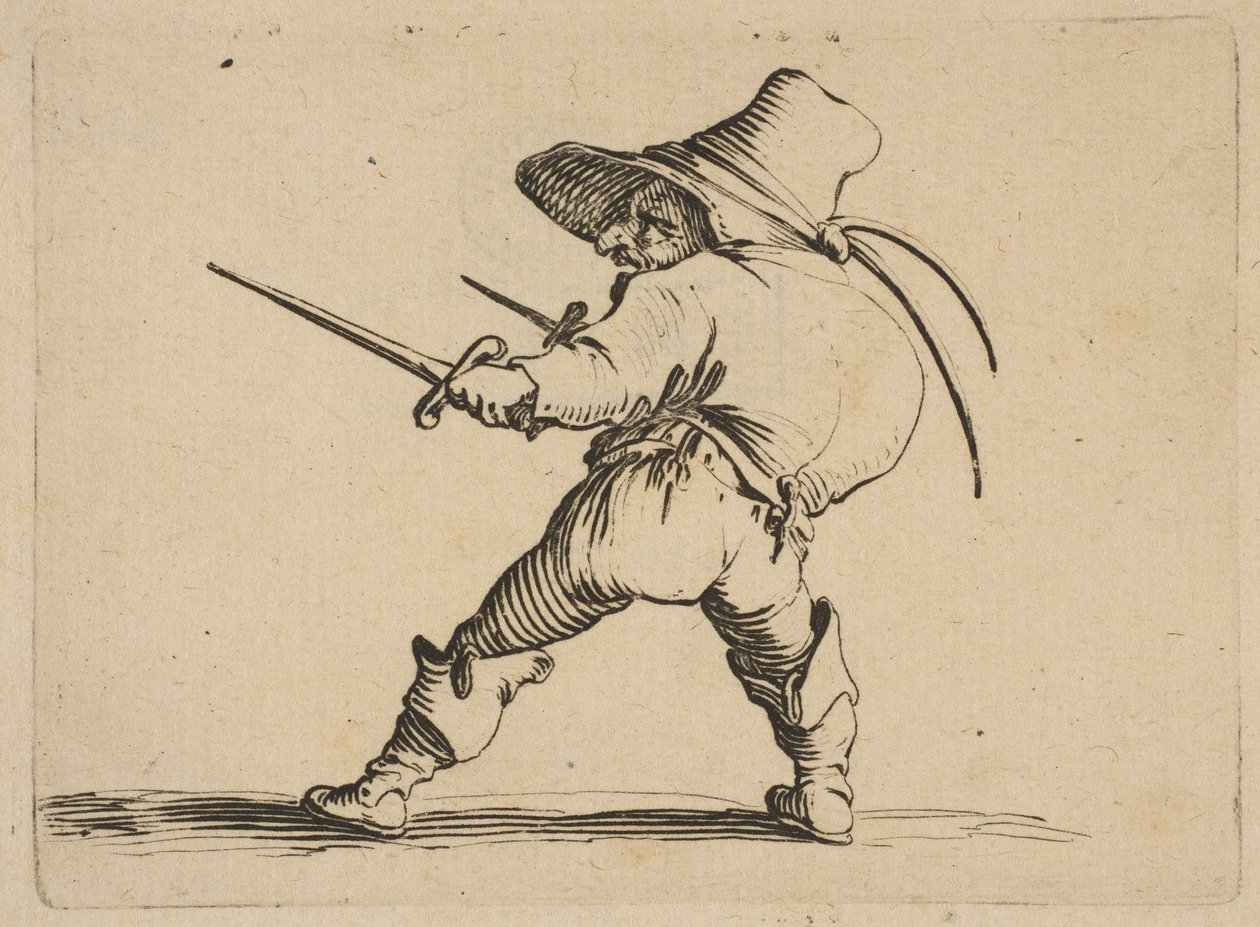 Der Duellant mit Schwert und Dolch, aus Varie, 1616-22 von Jacques Callot