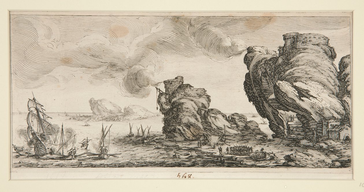 Die Seeschlacht, aus Landschaften für Giovanni de Medici von Jacques Callot