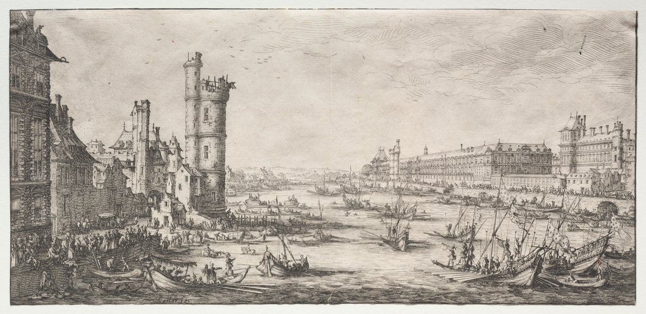 Die zwei großen Ansichten von Paris: Blick auf den Louvre von Jacques Callot