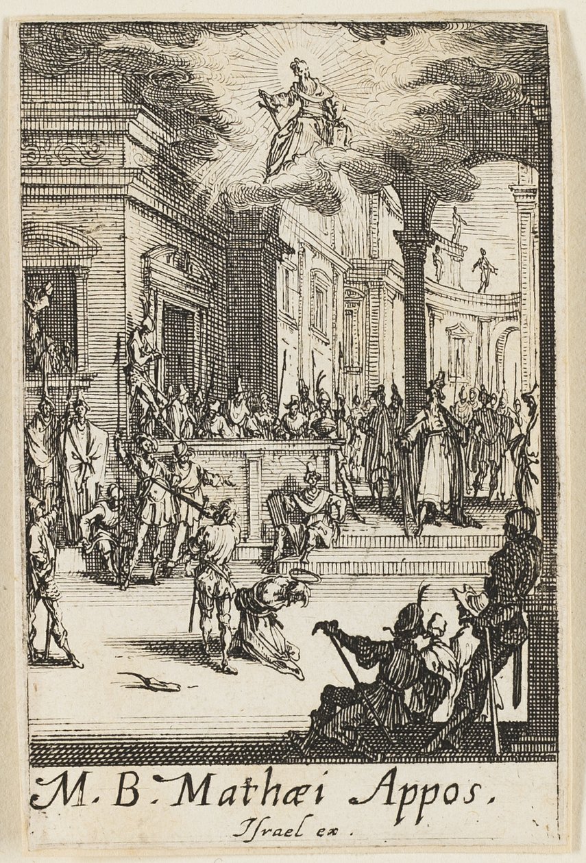 Martyrium des Heiligen Matthäus, Platte dreizehn aus Die Martyrien der Apostel von Jacques Callot