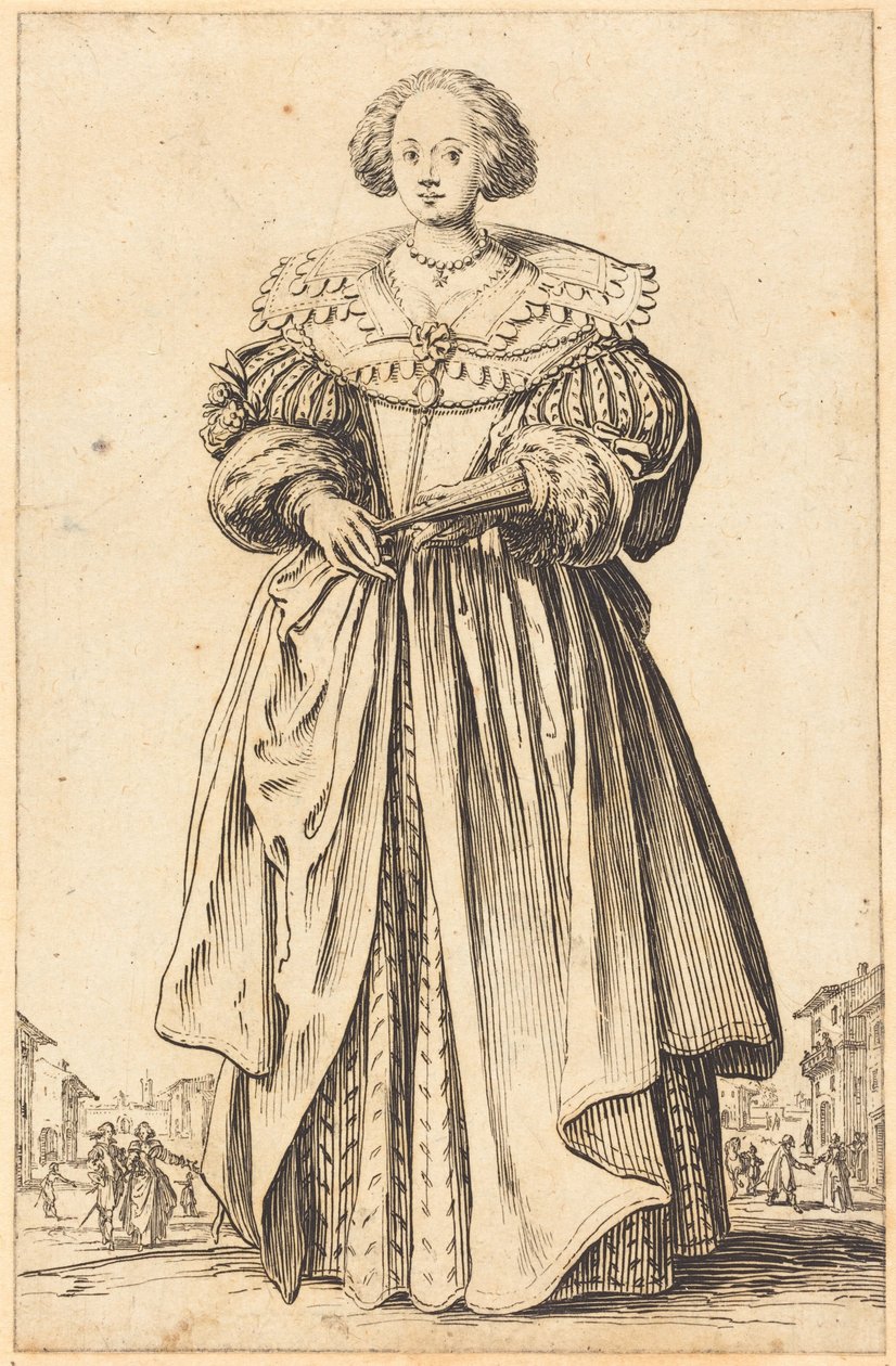 Edle Frau mit Fächer von Jacques Callot