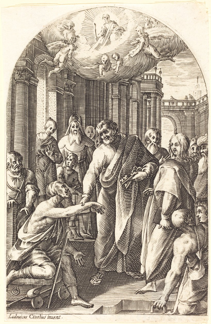 Petrus und Johannes heilen den Lahmen von Jacques Callot