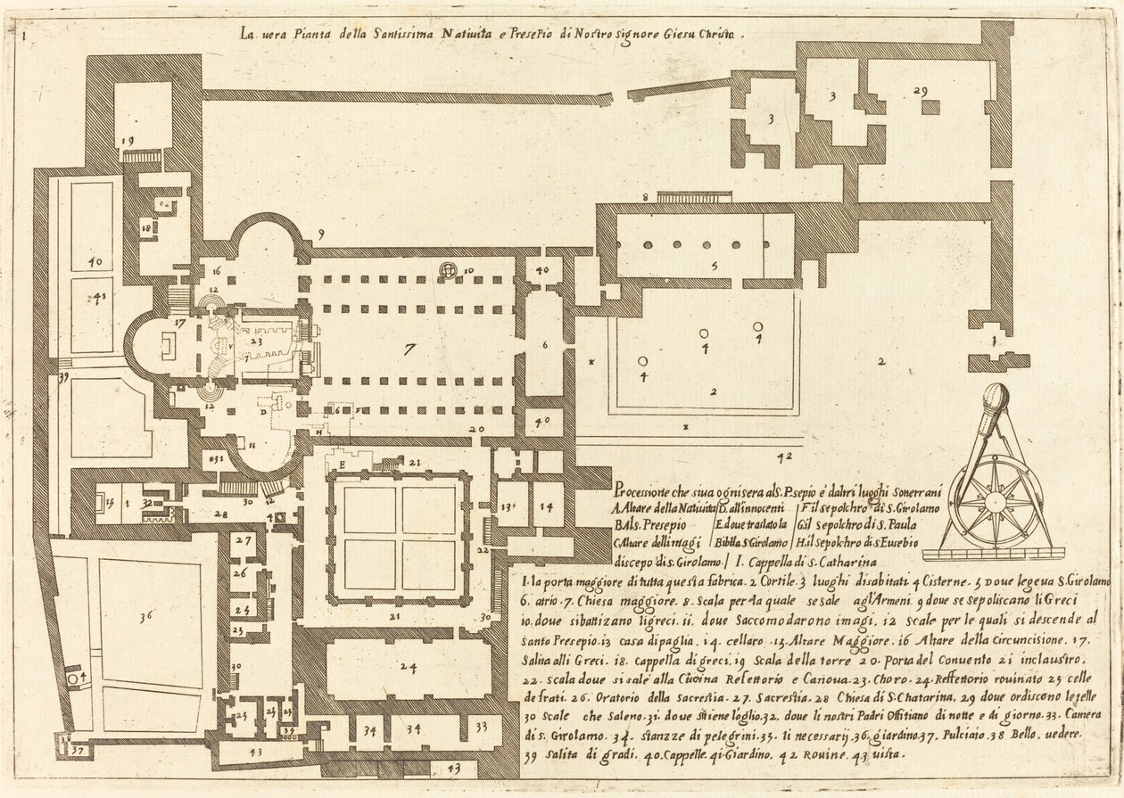 Plan der Kirche der Heiligen Geburt von Jacques Callot
