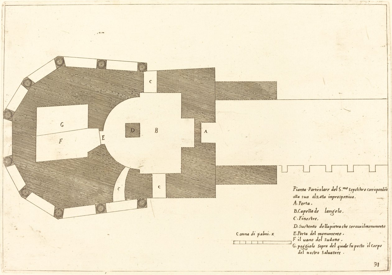 Plan der Grabeskirche von Jacques Callot