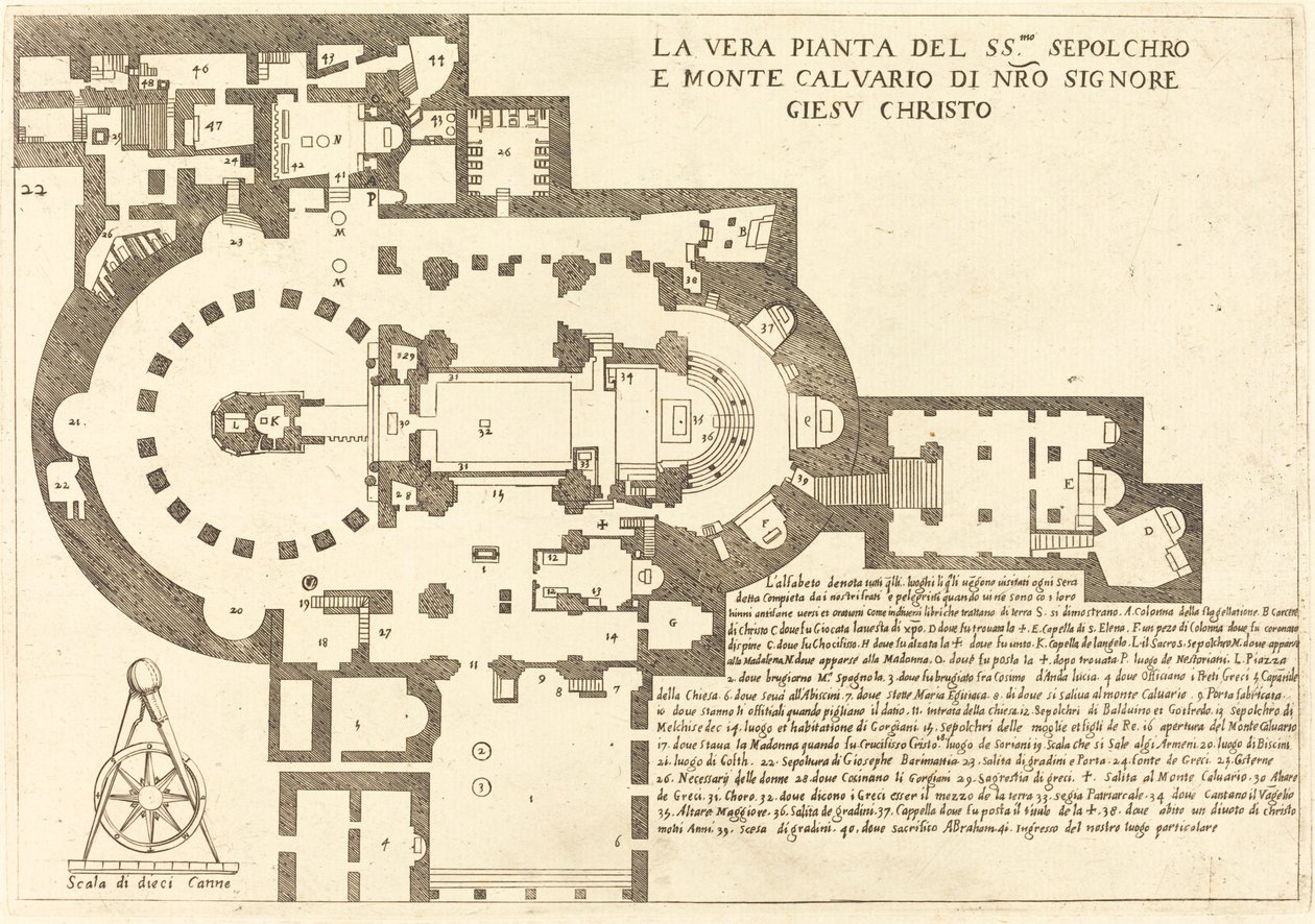 Plan des Heiligen Grabes und des Kalvarienbergs von Jacques Callot