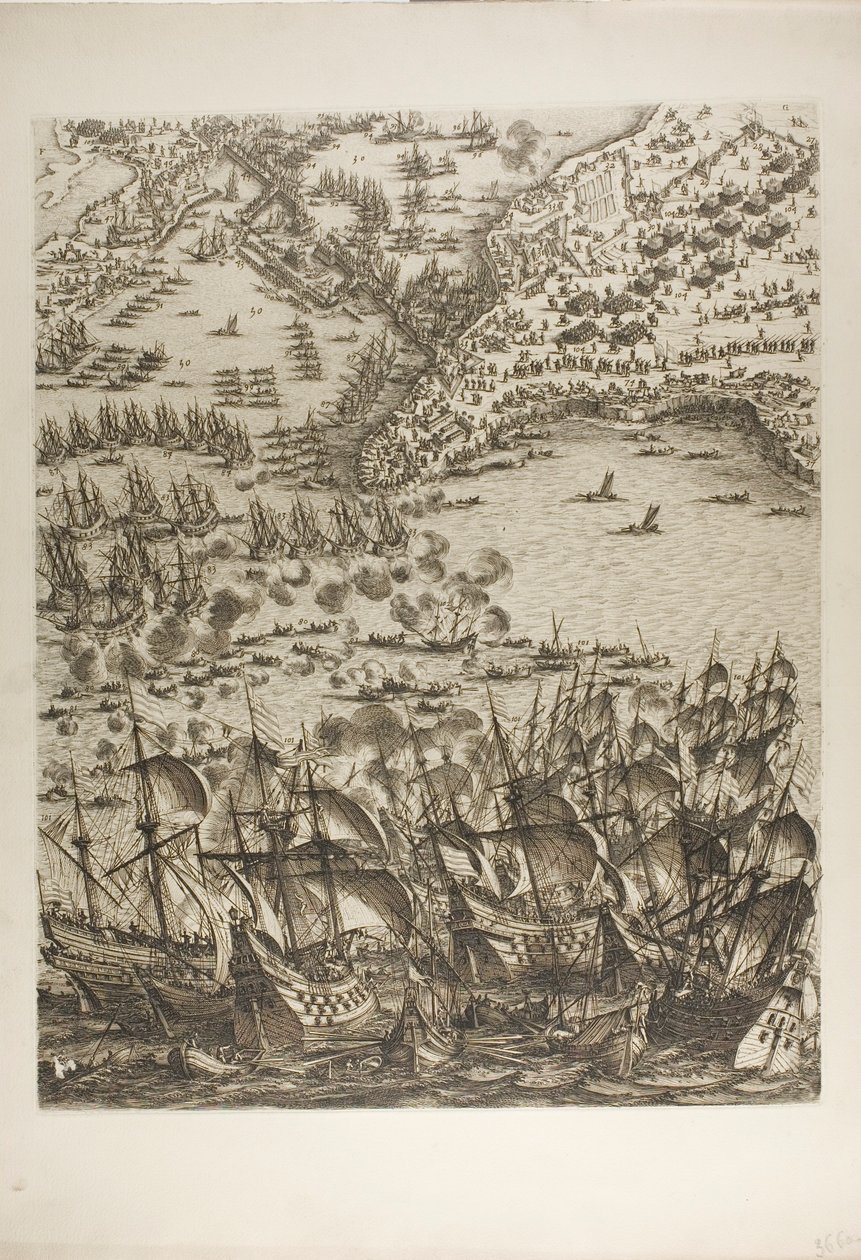 Tafel Fünf aus La Siège de la Rochelle von Jacques Callot