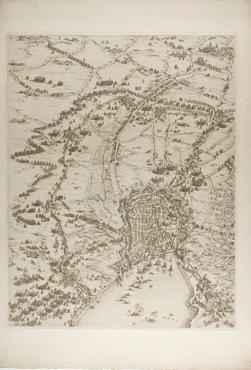 Tafel Zwei aus La Siège de la Rochelle von Jacques Callot