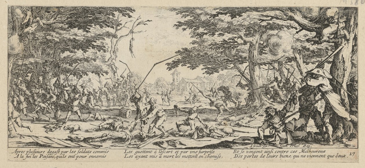 Rache der Bauern, Blatt 17 der Folge "Grauen des Krieges" von Jacques Callot