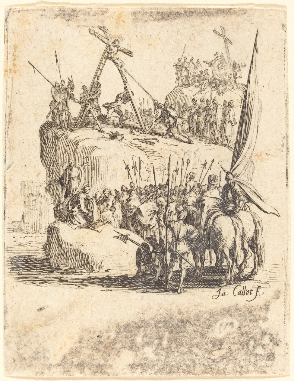 Kreuzaufrichtung, ca. 1624-1625 von Jacques Callot