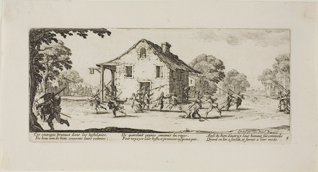 Szene der Plünderung, Platte vier aus Die Leiden des Krieges von Jacques Callot
