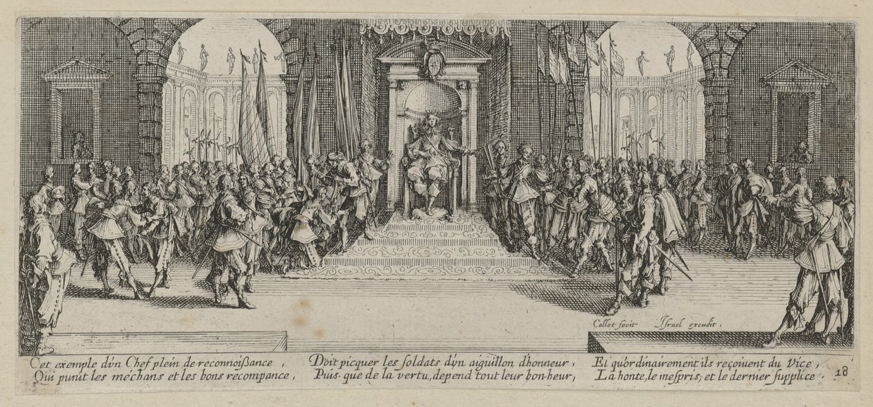 Soldvergabe, Blatt 18 der Folge "Grauen des Krieges" von Jacques Callot