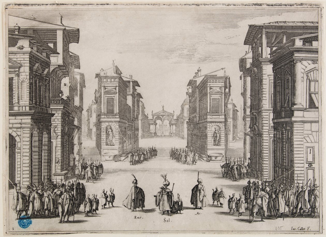 Soliman, 1. Akt. Zweite Nummer einer Suite von 6 Stücken (Lieure 364, Meaume 435) von Jacques Callot