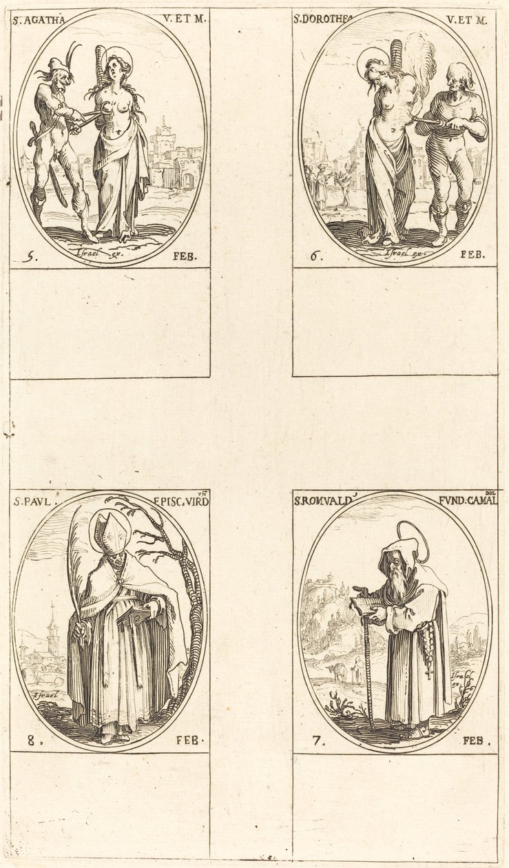 St. Agatha; St. Dorothy; St. Romuald von Ravenna; St. Paul, Bischof von Verdun von Jacques Callot