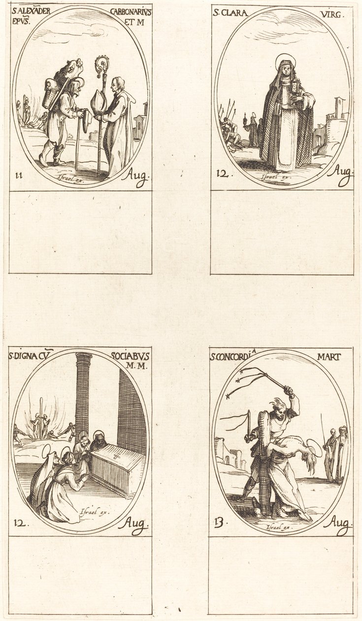 St. Alexander Carbonarius; St. Klara; St. Digna und Gefährten; St. Concordia von Jacques Callot