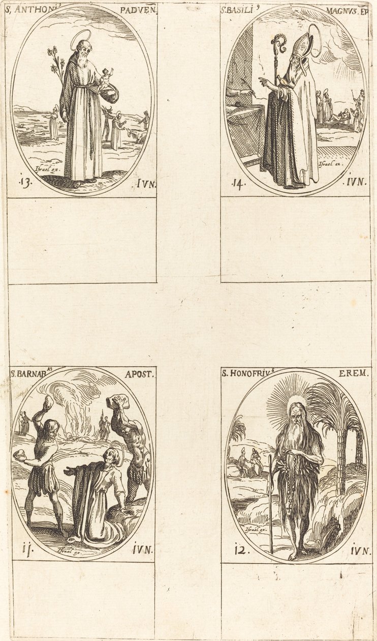 St. Barnabas, Apostel, St. Honofrius, St. Antonius von Padua, St. Basilius der Große von Jacques Callot