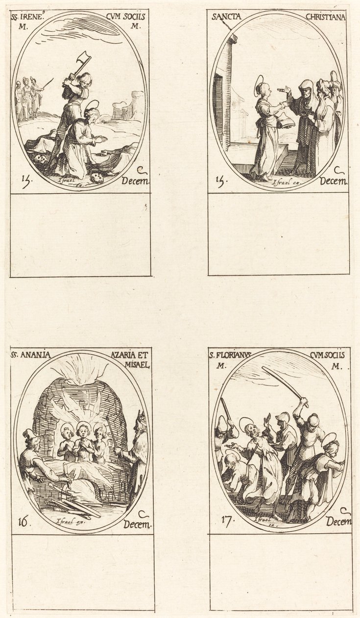 St. Bibiana; St. Birinus; St. Barbara; St. Sabbas von Jacques Callot