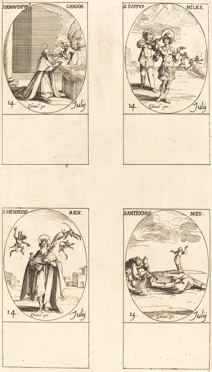 Hl. Bonaventura; Hl. Justus; Hl. Heinrich, Kaiser; Hl. Antiochus von Jacques Callot