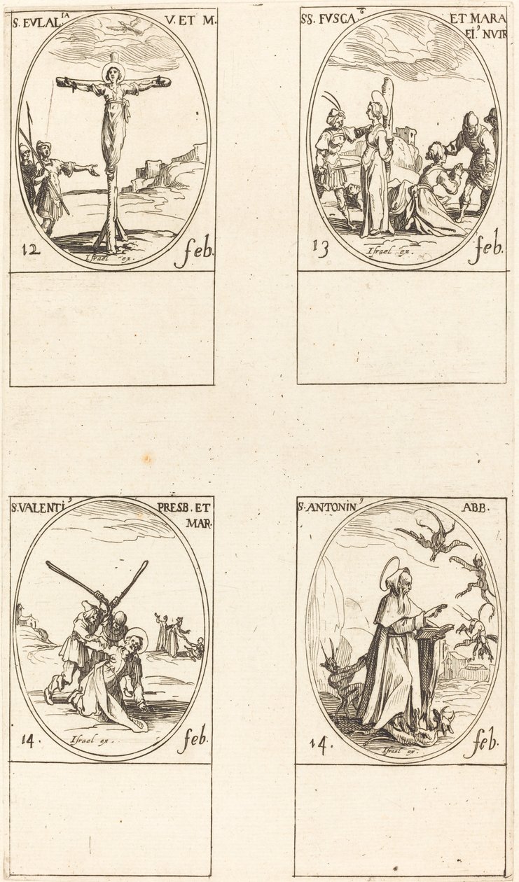 St. Eulalia; St. Fusca und Maura; St. Valentin; St. Antonius von Jacques Callot