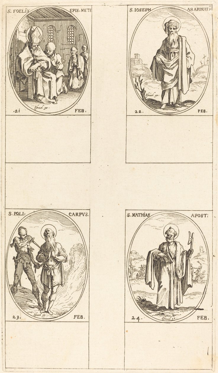 St. Felix; St. Joseph von Arimathäa; St. Polykarp; St. Matthias, Apostel von Jacques Callot