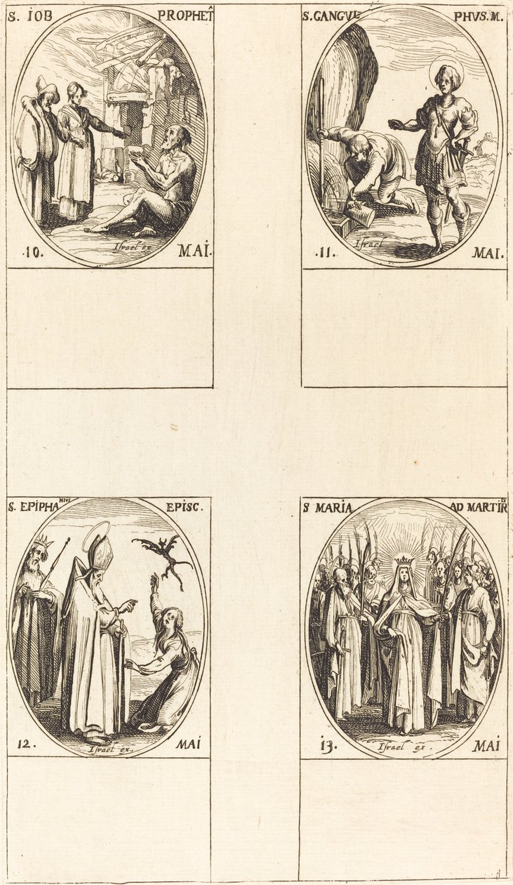 St. Job, Prophet, St. Gangulphus, St. Epiphanius, St. Maria der Märtyrer von Jacques Callot
