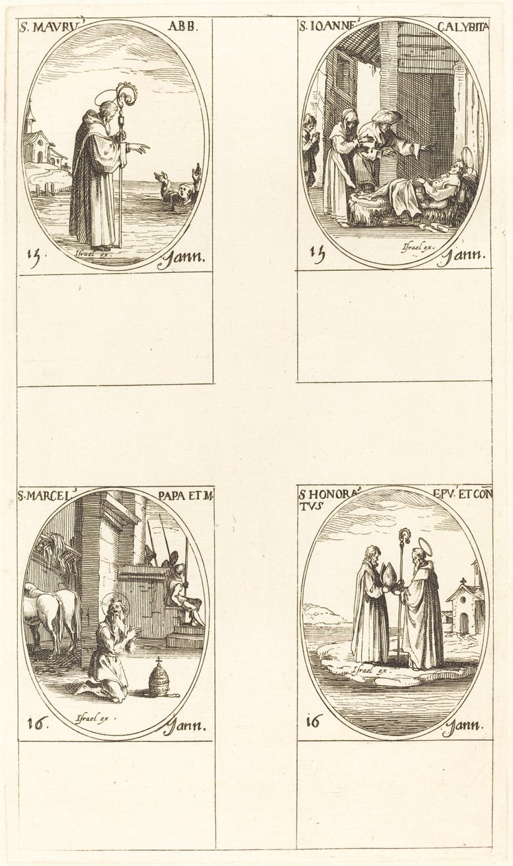 St. Maurus; St. Johannes Calybite; St. Marcellus; St. Honoratus von Jacques Callot