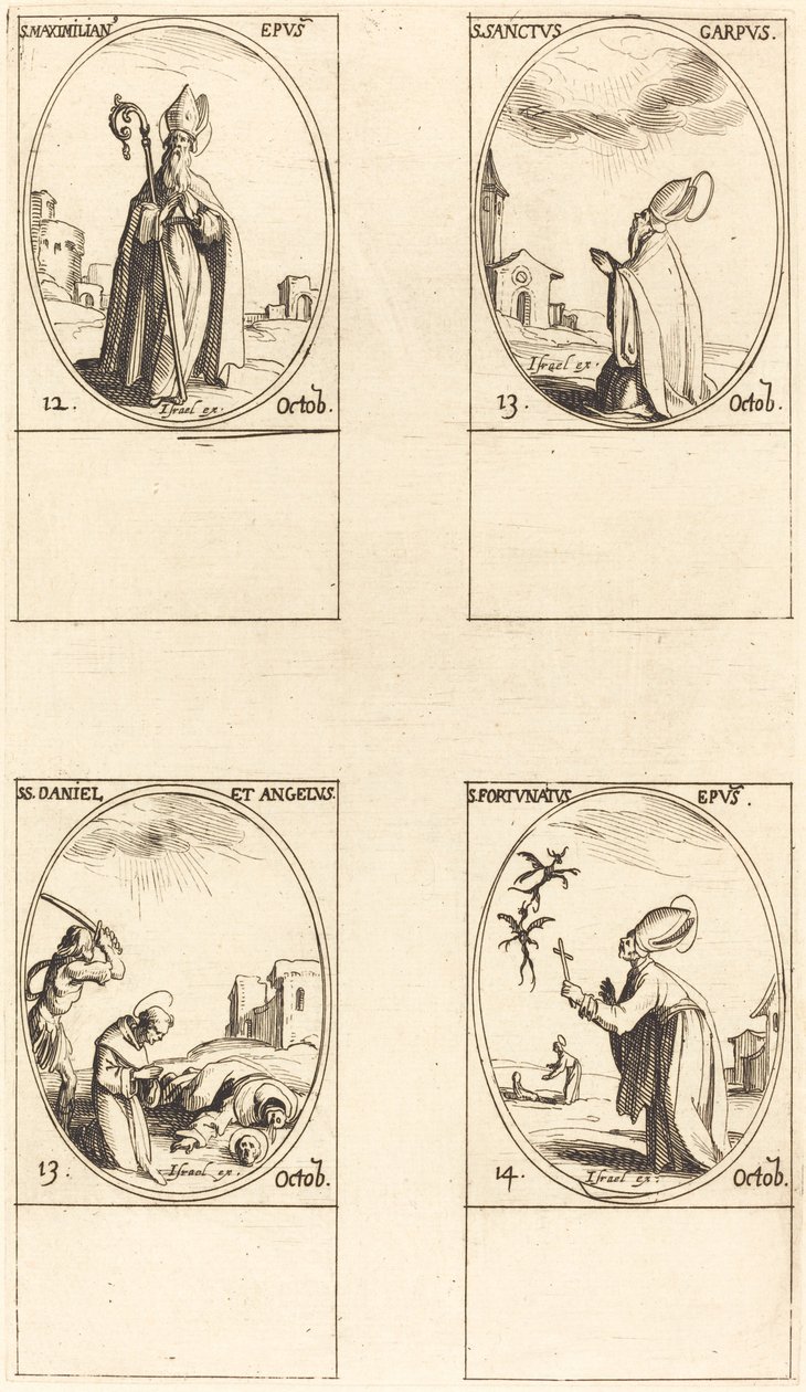 St. Maximilian; St. Carpus; St. Daniel und Angelus; St. Fortunatus von Jacques Callot