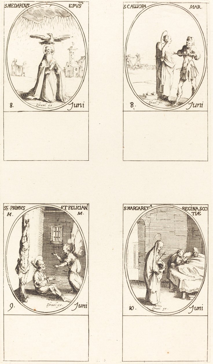 St. Medard; St. Calliopa; St. Primus und Felician; St. Margareta von Schottland von Jacques Callot