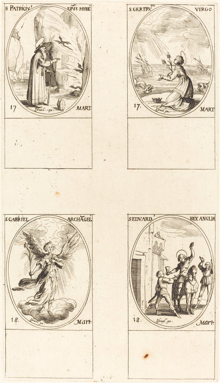 St. Patrick; St. Gertrude; Erzengel Gabriel; St. Edward von Jacques Callot