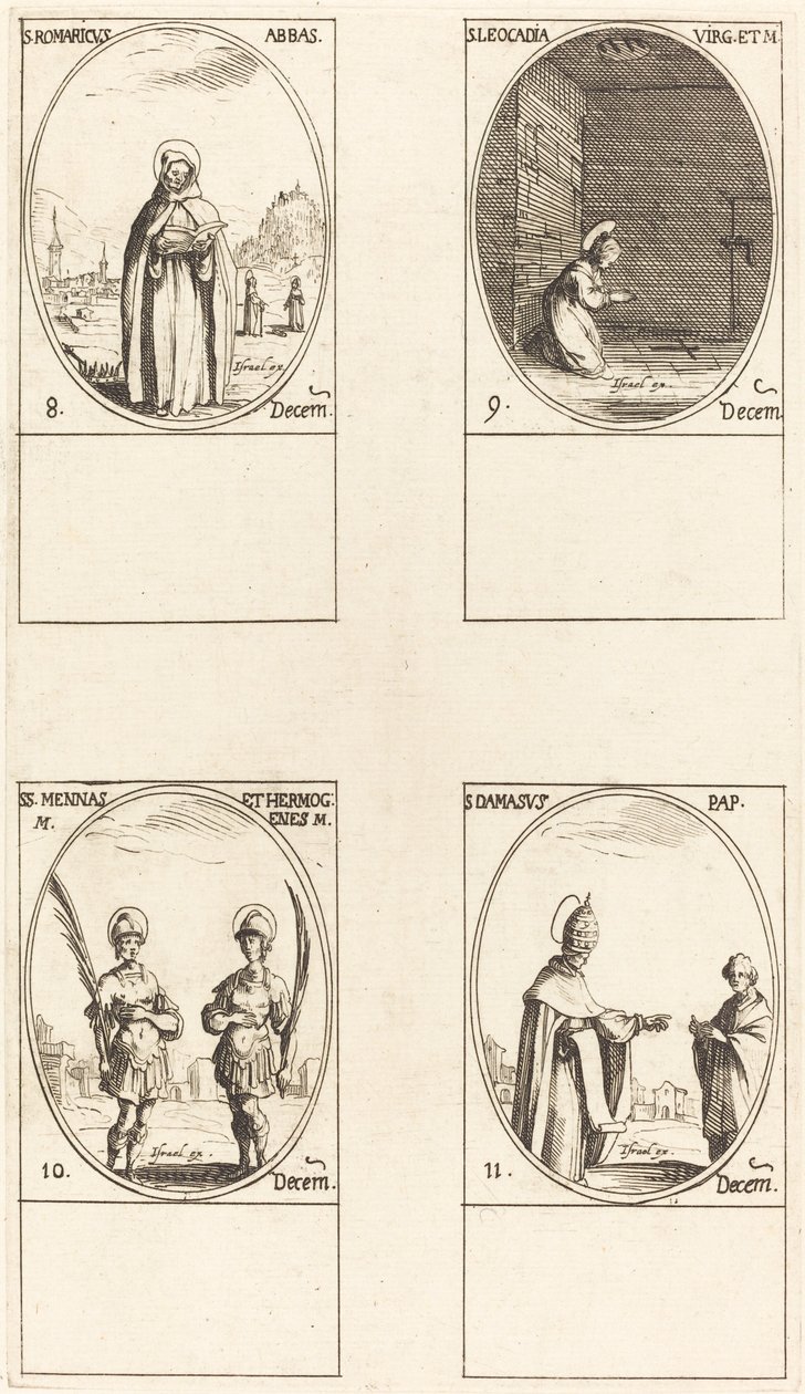 St. Romaricus; St. Leocadia; Sts. Mennas und Hermogenes; St. Damasus von Jacques Callot