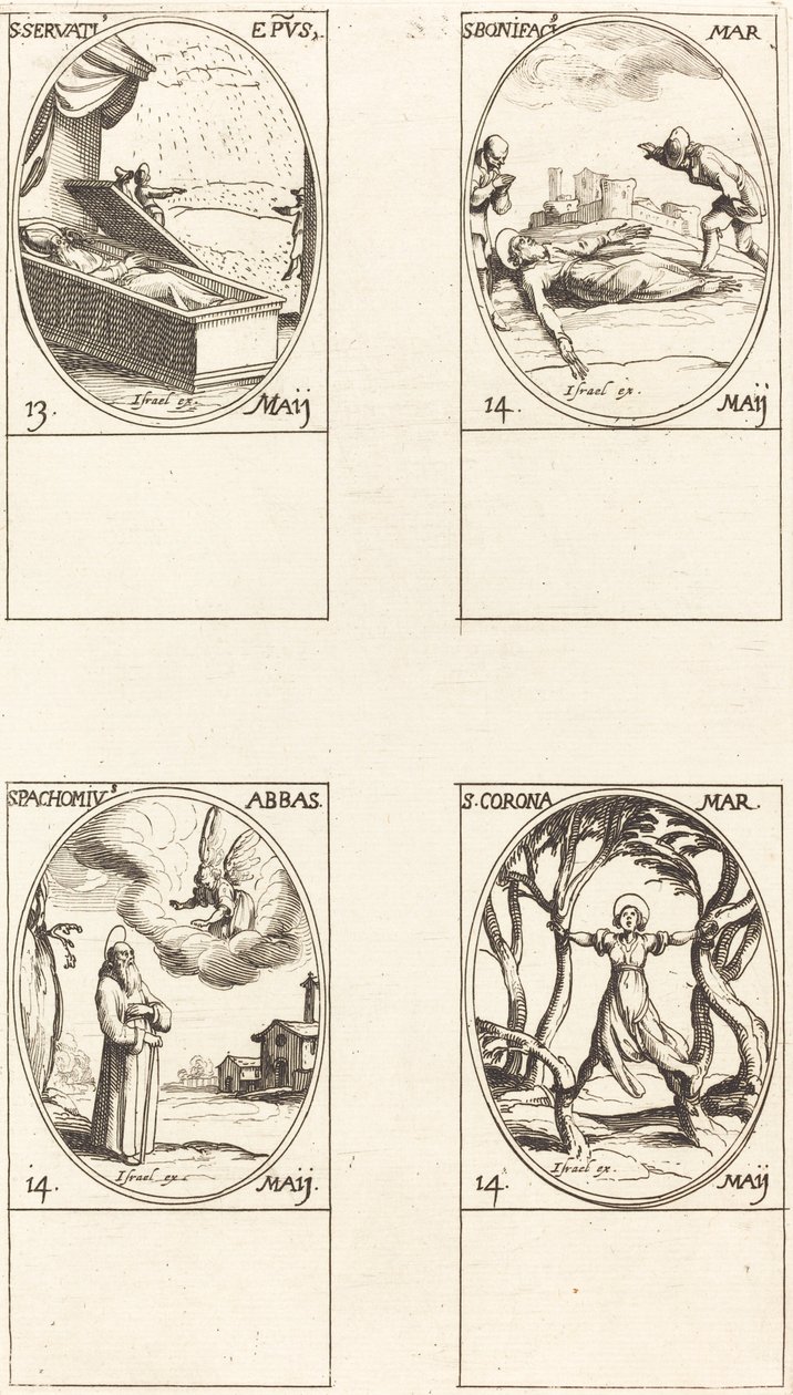 St. Servatius; St. Bonifatius; St. Pachomius; St. Corona von Jacques Callot