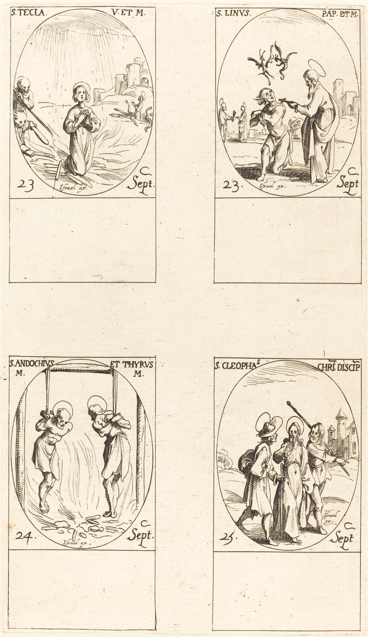 St. Thekla; St. Linus; Sts. Andochius und Thyrsus; St. Kleophas von Jacques Callot