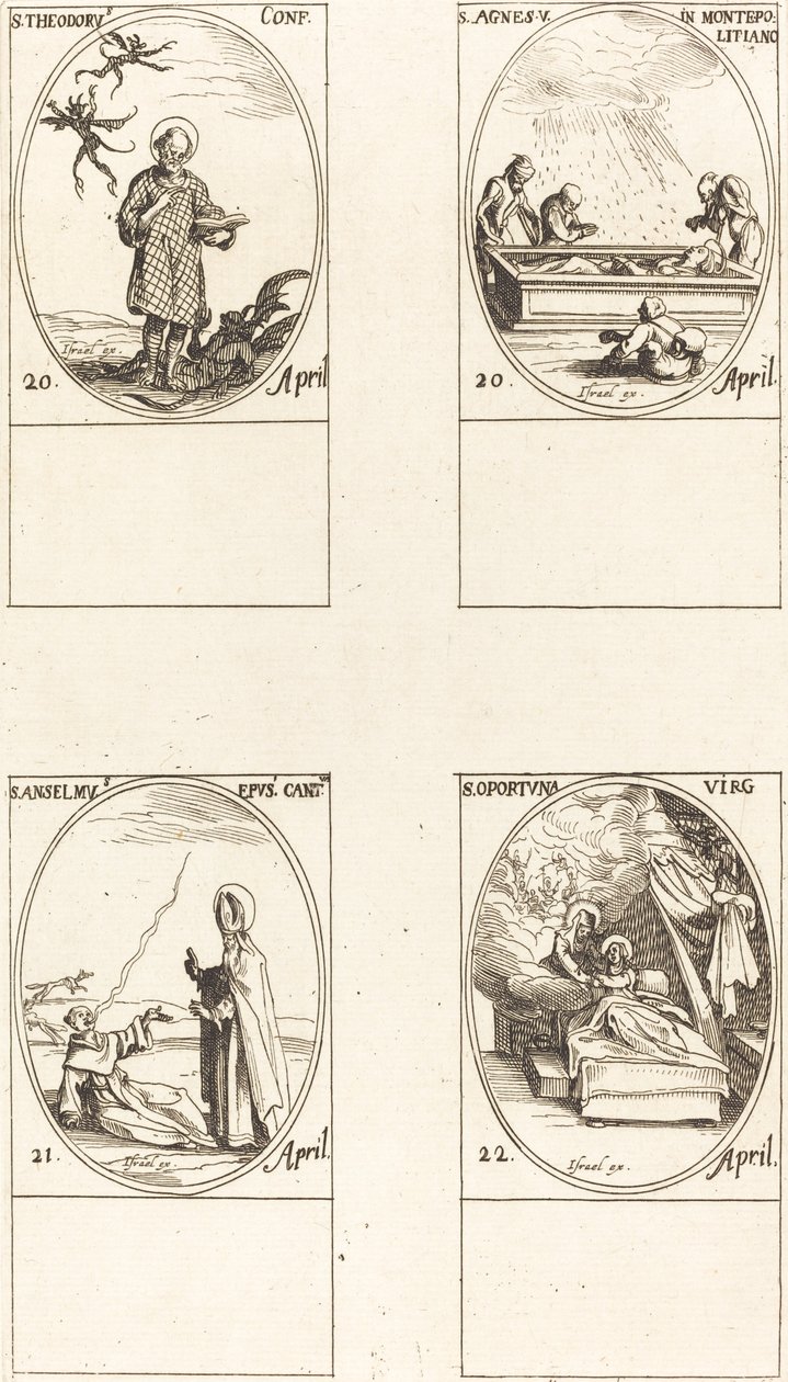 St. Theodorus; St. Agnes von Monte Pulciano; St. Anselme, Erzbischof von Canterbury; St von Jacques Callot