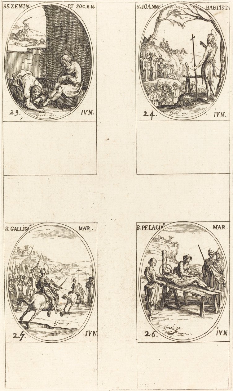St. Zenon und Gefährten, St. Johannes der Täufer, St. Gallicanus, St. Pelagius von Jacques Callot