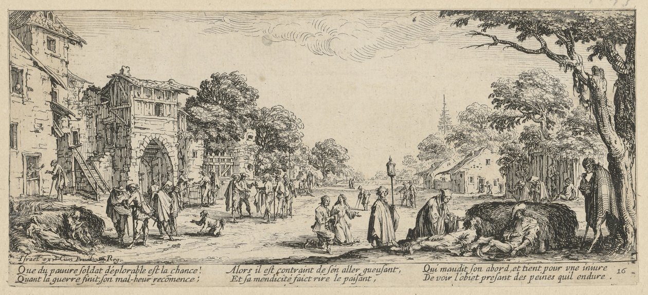 Sterbende am Straßenrand, Blatt 16 der Folge "Grauen des Krieges" von Jacques Callot