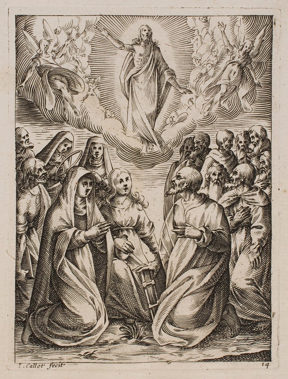 Die Himmelfahrt Jesu, aus der Serie „Bilder aus Rom“ von Jacques Callot