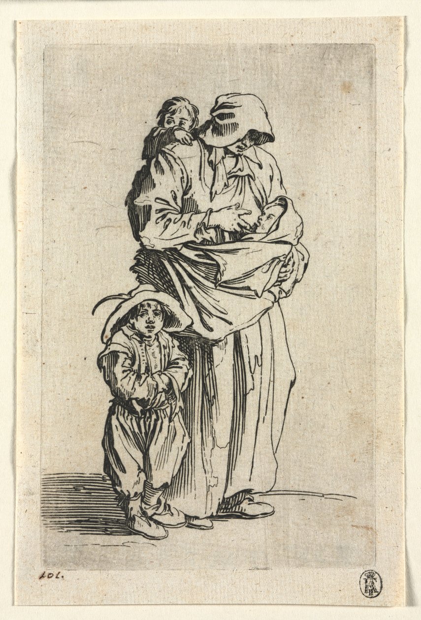 Die Bettler: Eine Mutter und ihre drei Kinder von Jacques Callot