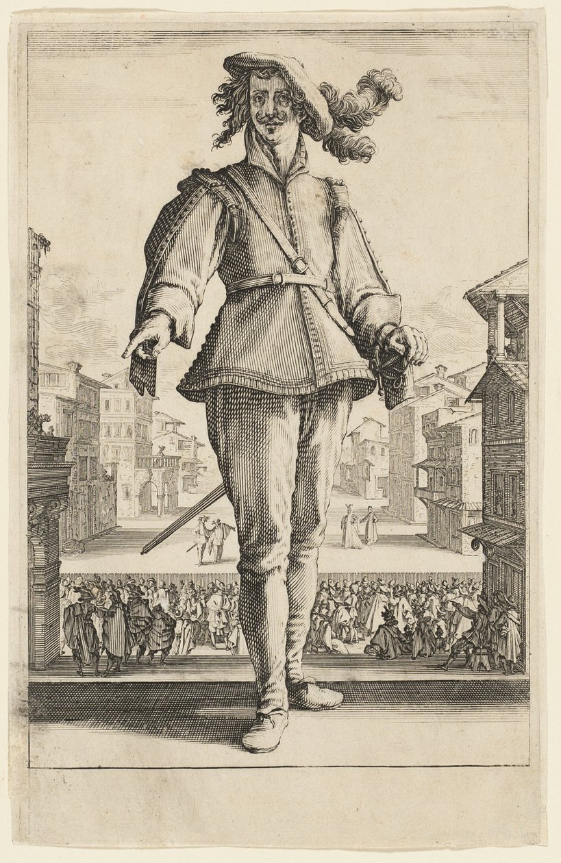 Der Kapitän oder Der Liebhaber, aus Drei italienische Komödianten von Jacques Callot