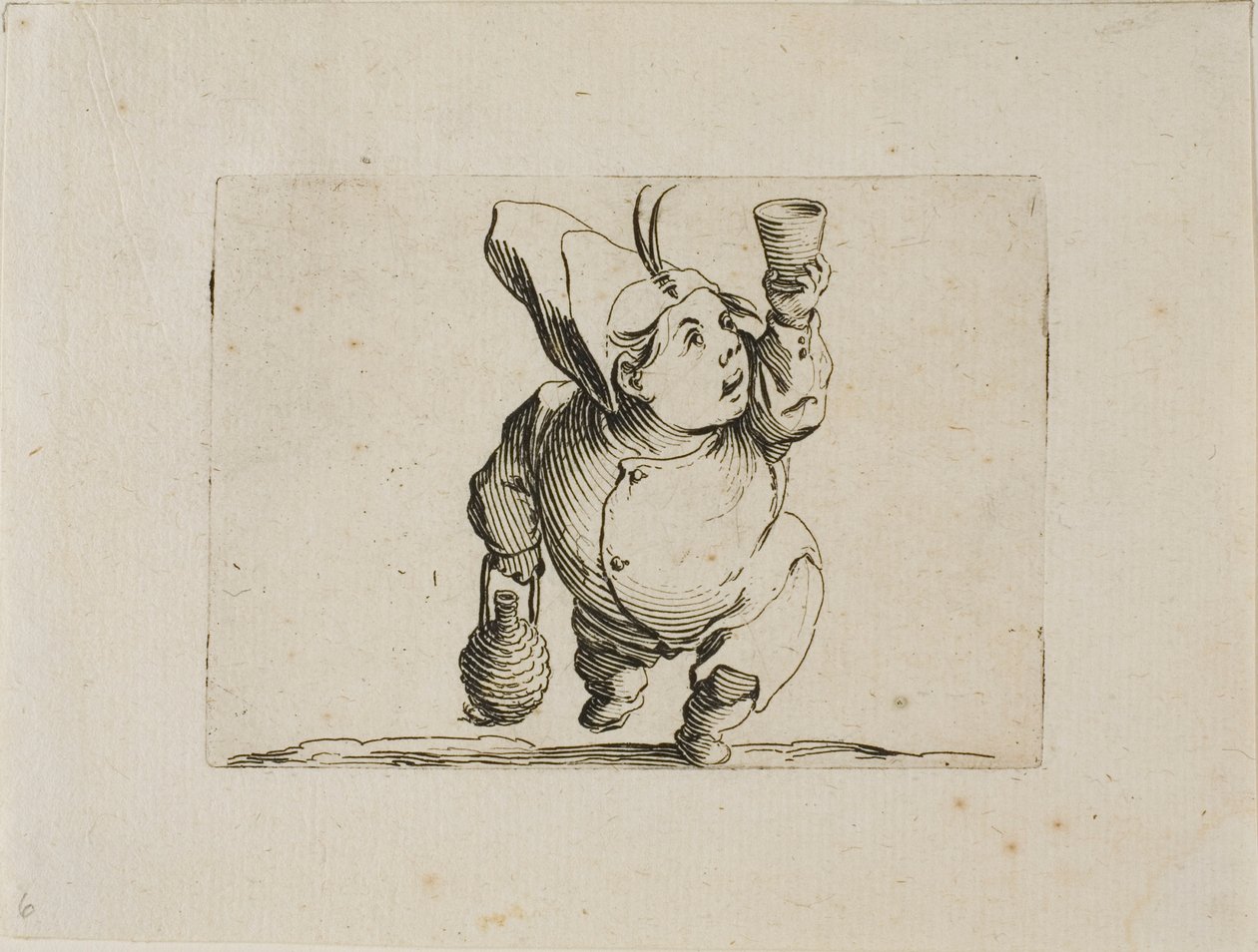 Der Trinker von vorne gesehen, aus Varie Figure Gobbi von Jacques Callot