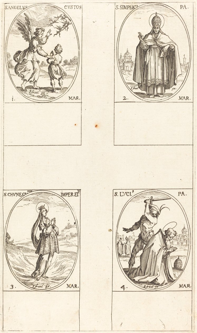 Der Schutzengel; St. Simplici; St. Kunigunde; St. Luci von Jacques Callot