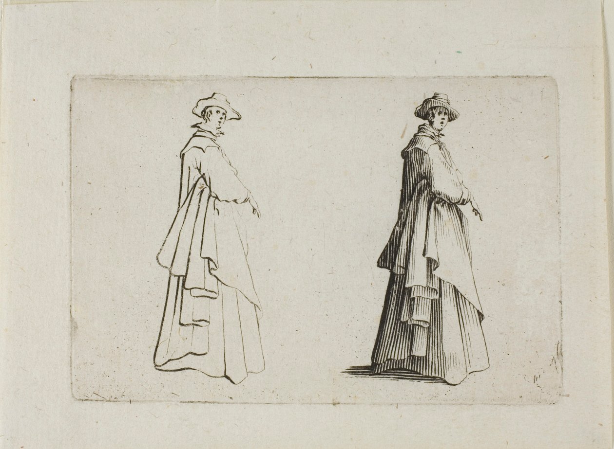 Die Dame mit voller Kleidung, aus Die Caprices von Jacques Callot